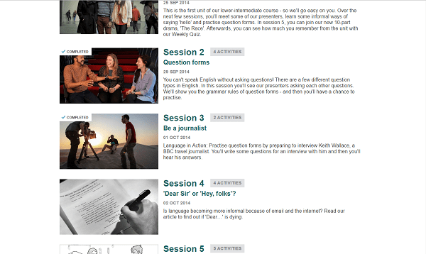 Cấu trúc của 2 khóa Lower Intermediate và Intermediate.