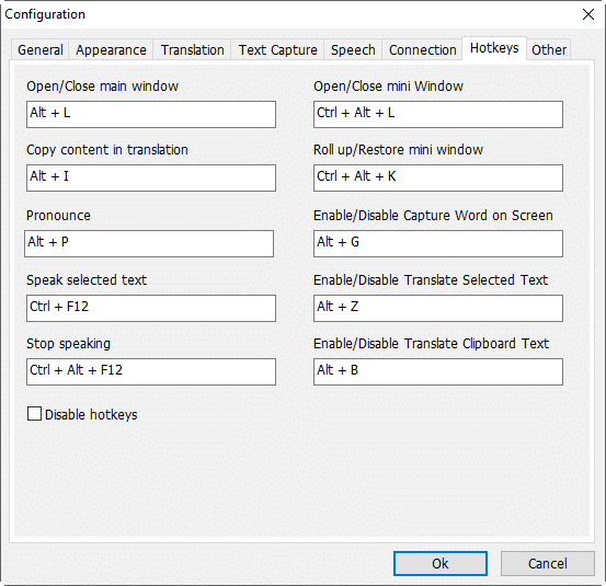 hotkeys trong phần mềm lingoes
