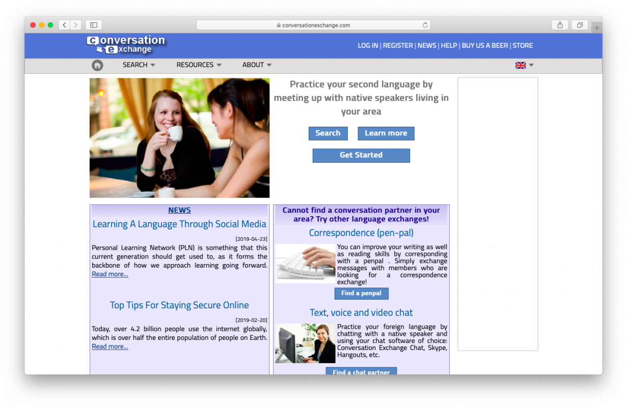 trang web học tiếng anh với người nước ngoài Conversation Exchange