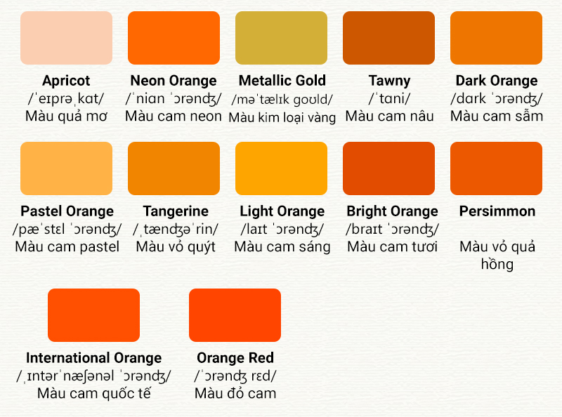 màu trong tiếng anh