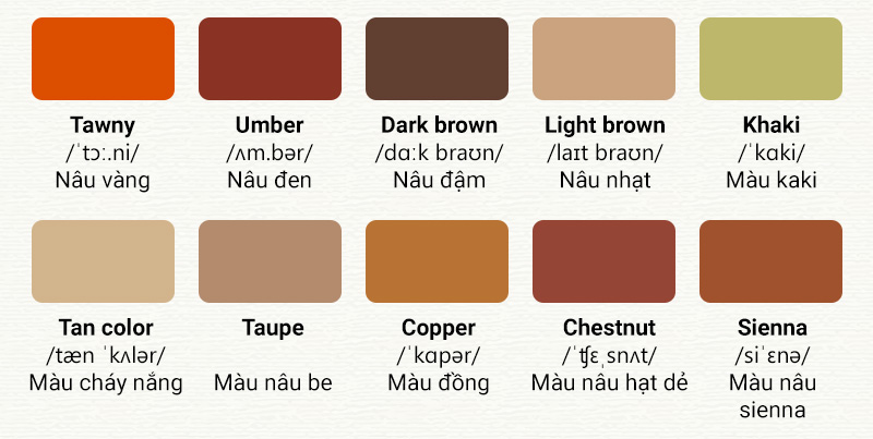 màu sắc tiếng anh