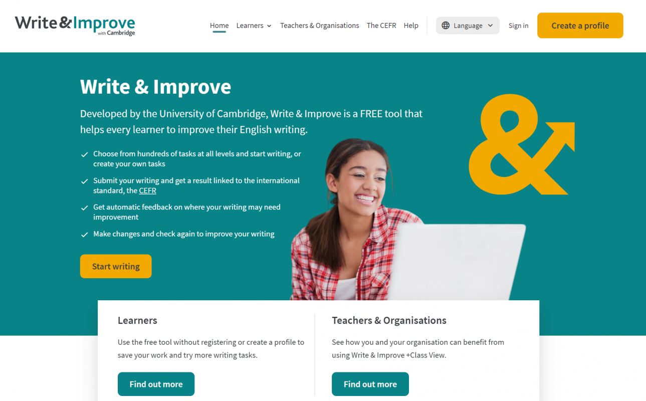 Trang web học tiếng Anh Write and Improve English