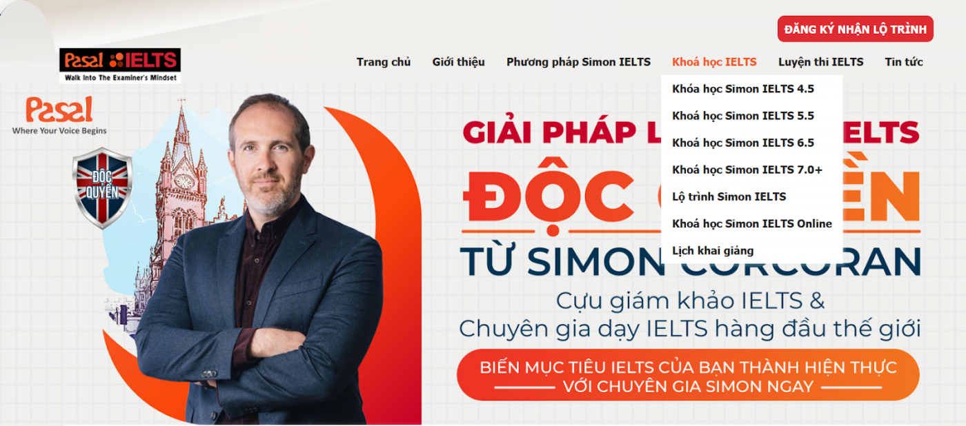 Khoá học ielts online của Pasal áp dụng phương pháp Simon Corcoran
