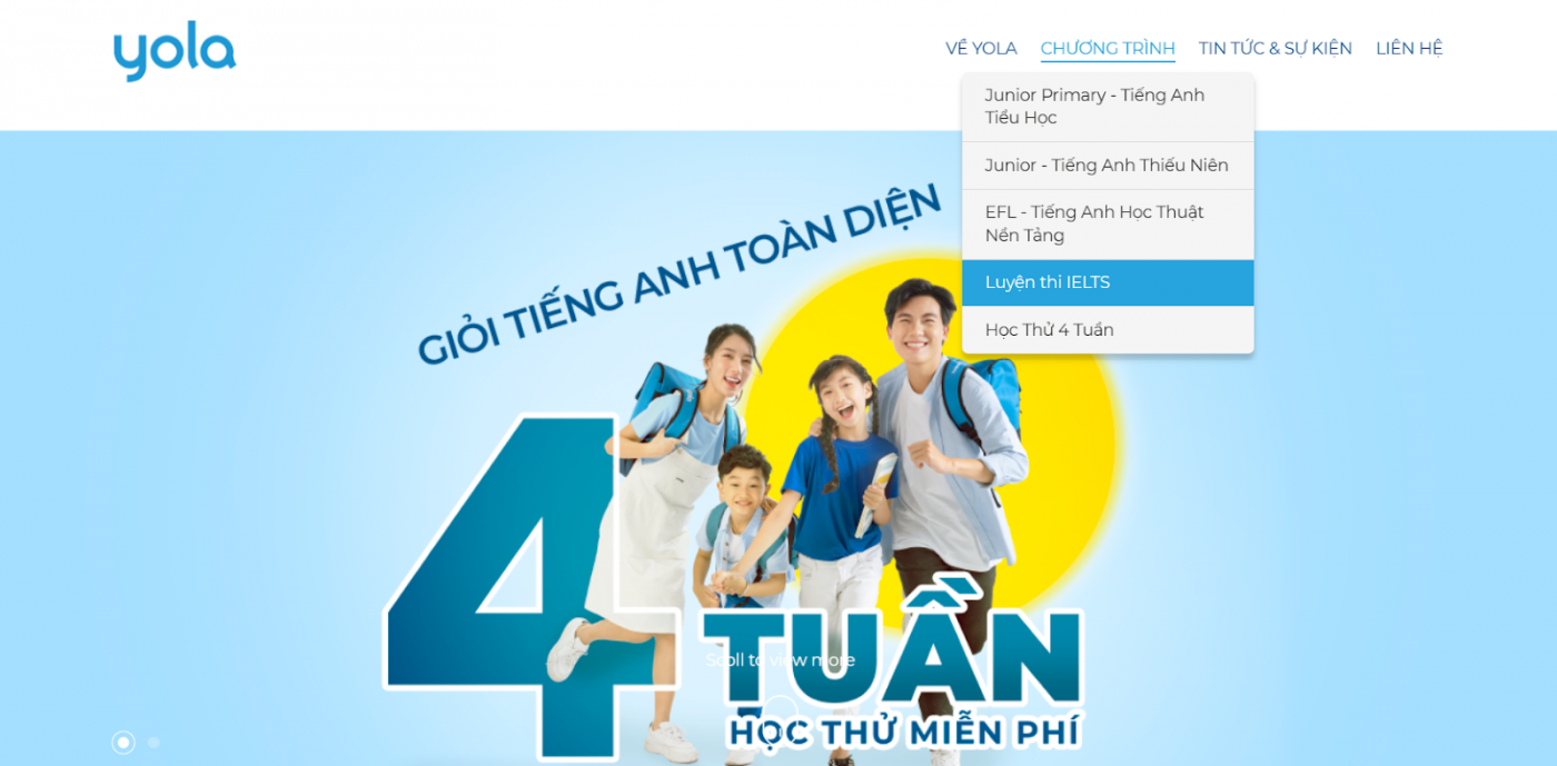 Khoá học ielts online của trung tâm tiếng anh Yola