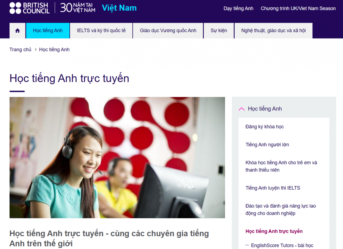 Minh hoạ khoá học IELTS online của British Council
