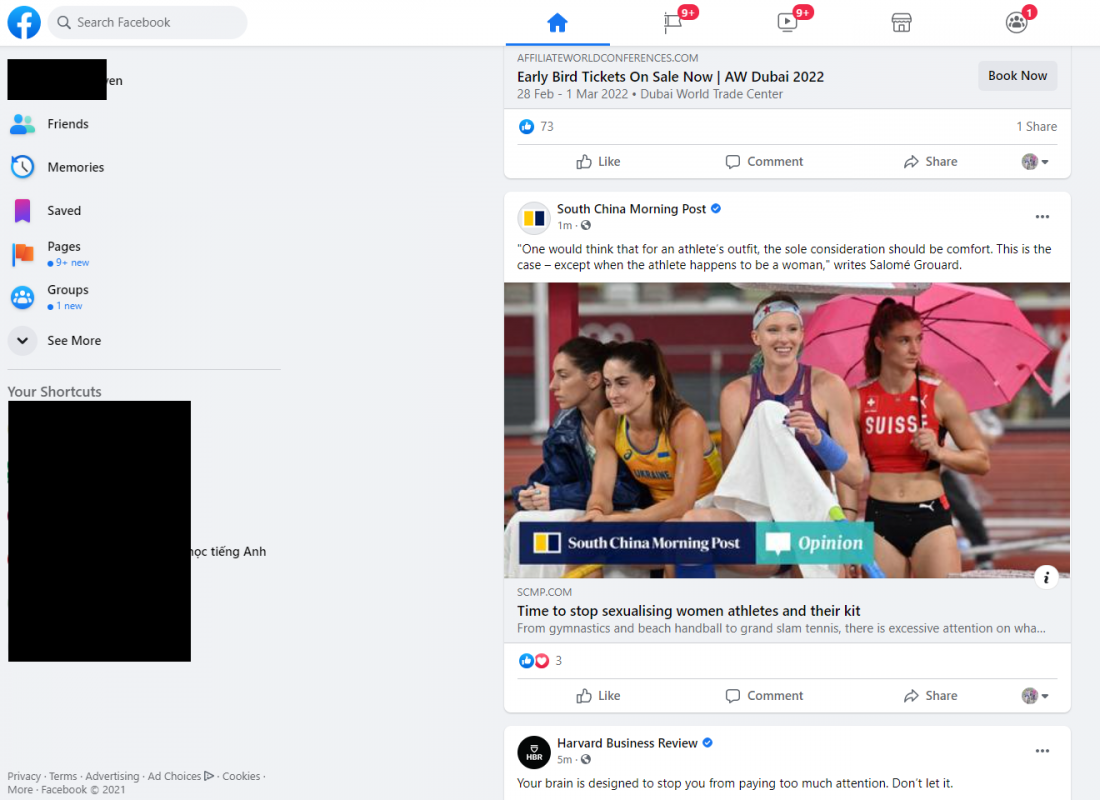 Giao diện Facebook sau khi thay đổi, bạn sẽ thấy và tương tác với tiếng Anh mỗi ngày