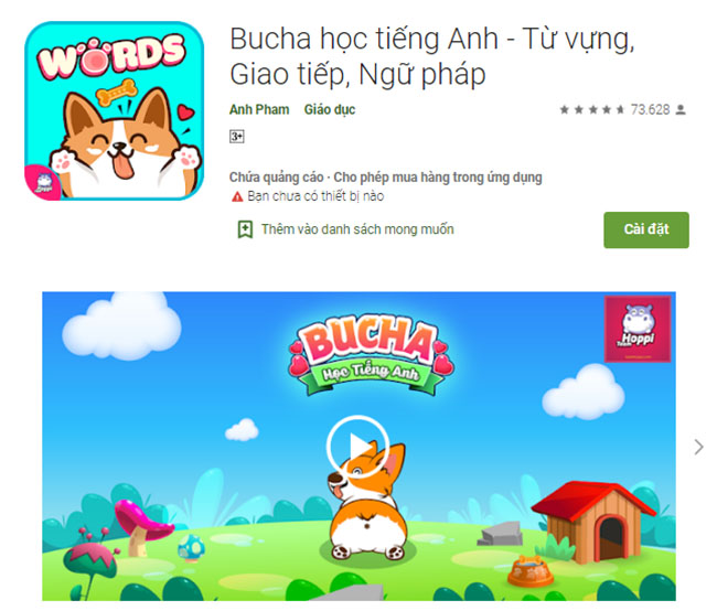 Học từ vựng tiếng Anh qua games trên app Bucha 