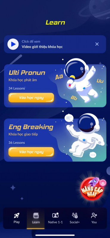 Phần LEARN trong app luyện nghe tiếng Anh Eng Breaking