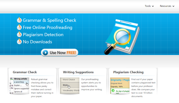 Giao diện web check ngữ pháp tiếng Anh Paperrater