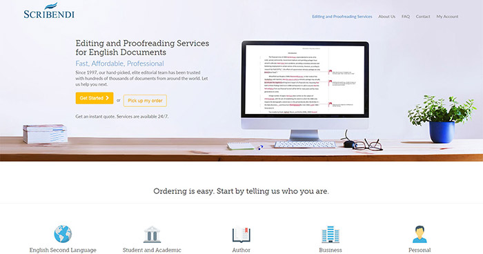 Giao diện web check ngữ pháp tiếng Anh Scribendi