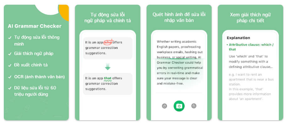 App check ngữ pháp tiếng Anh AI Grammar checker for English