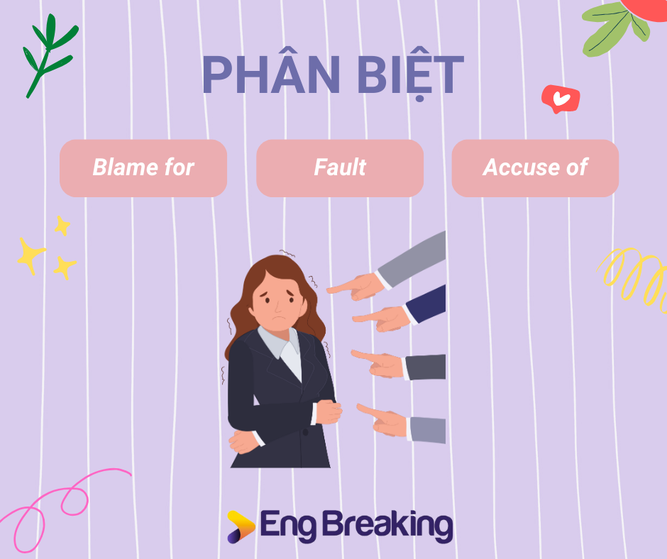 Điểm khác nhau giữa Blame for - Fault - Accuse of