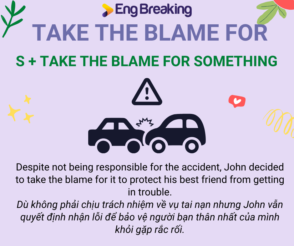 Take the blame for và ví dụ trong câu
