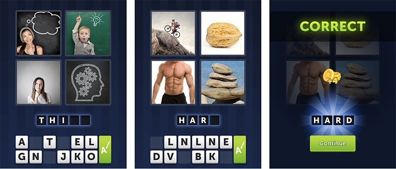 Đoán từ vựng qua hình ảnh với game 4 Pics 1 Word