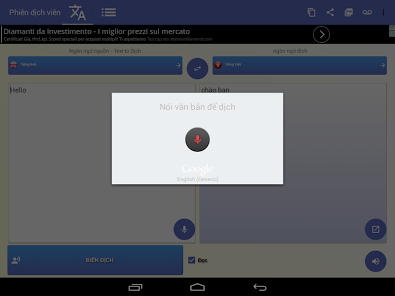 Giao diện đơn giản, dễ sử dụng của app phiên dịch giọng nói
