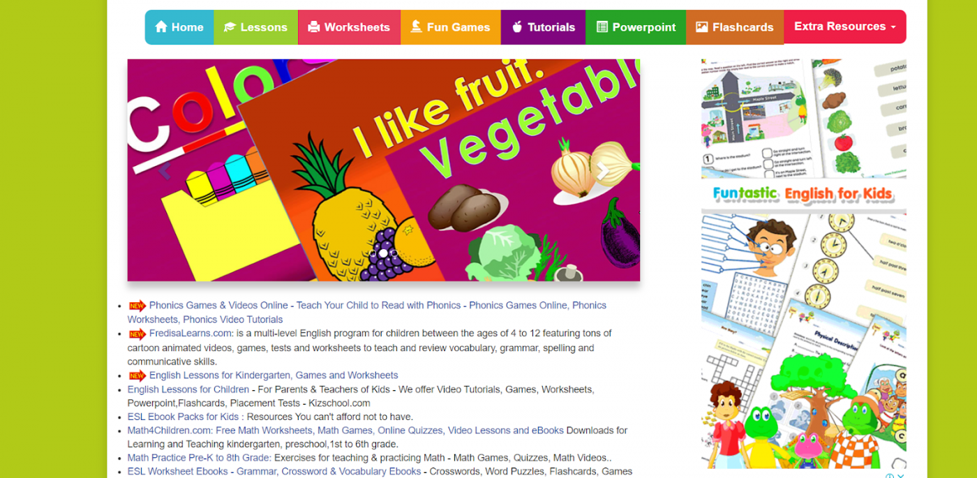 Website học tiếng Anh cho trẻ em English 4kids