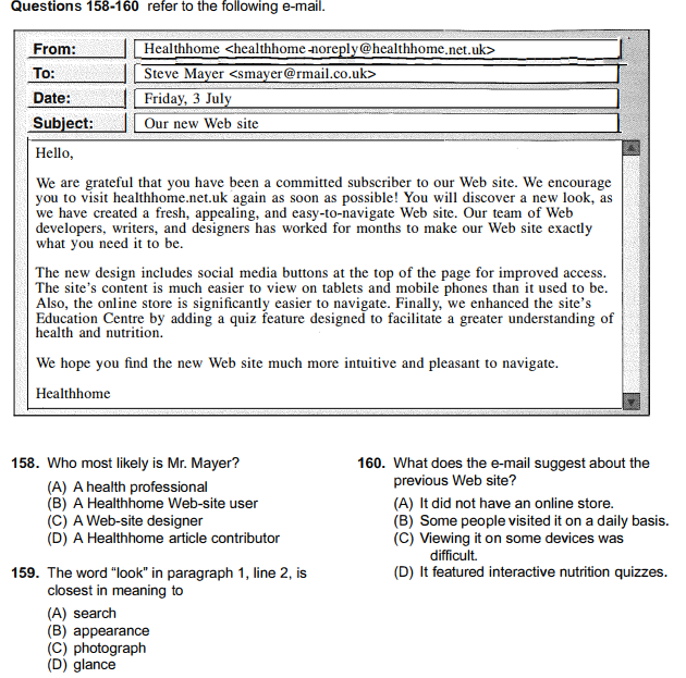 Ví dụ về dạng câu hỏi về từ đồng nghĩa trong TOEIC part 7 (Nguồn: ETS TOEIC Reading 2021)