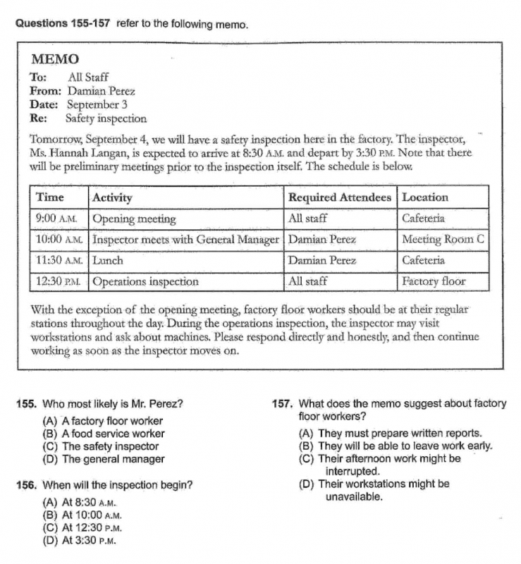 Ví dụ dạng câu hỏi về thông tin chi tiết trong TOEIC part 7 (Nguồn: ETS TOEIC Reading 2021)