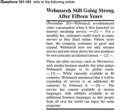 Ví dụ về dạng câu hỏi về thông tin (không) được đề cập (NOT/ TRUE question) trong TOEIC part 7 (Nguồn: ETS TOEIC Reading 2021)