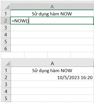 Hàm NOW được sử dụng một cách đơn giản