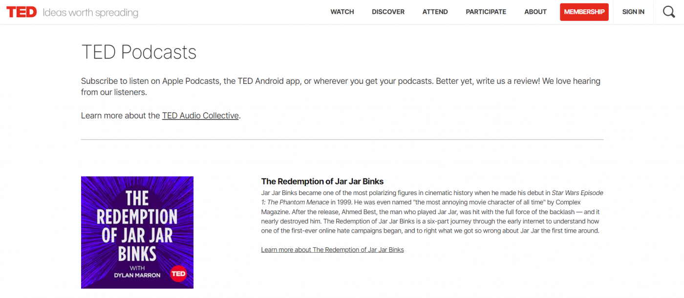 Đa dạng các lĩnh vực được chia sẻ trên các kênh nhỏ của TED Podcasts