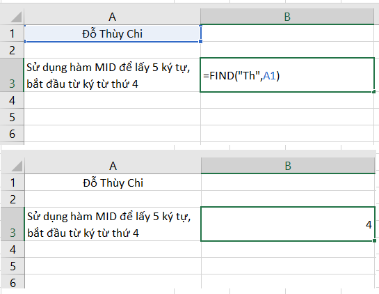 Ví dụ của hàm FIND
