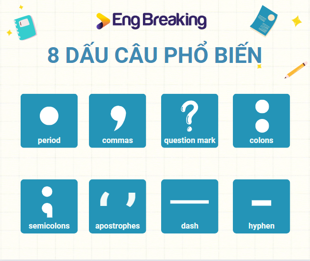Tổng hợp chức năng của 8 dấu câu thông dụng trong tiếng Anh